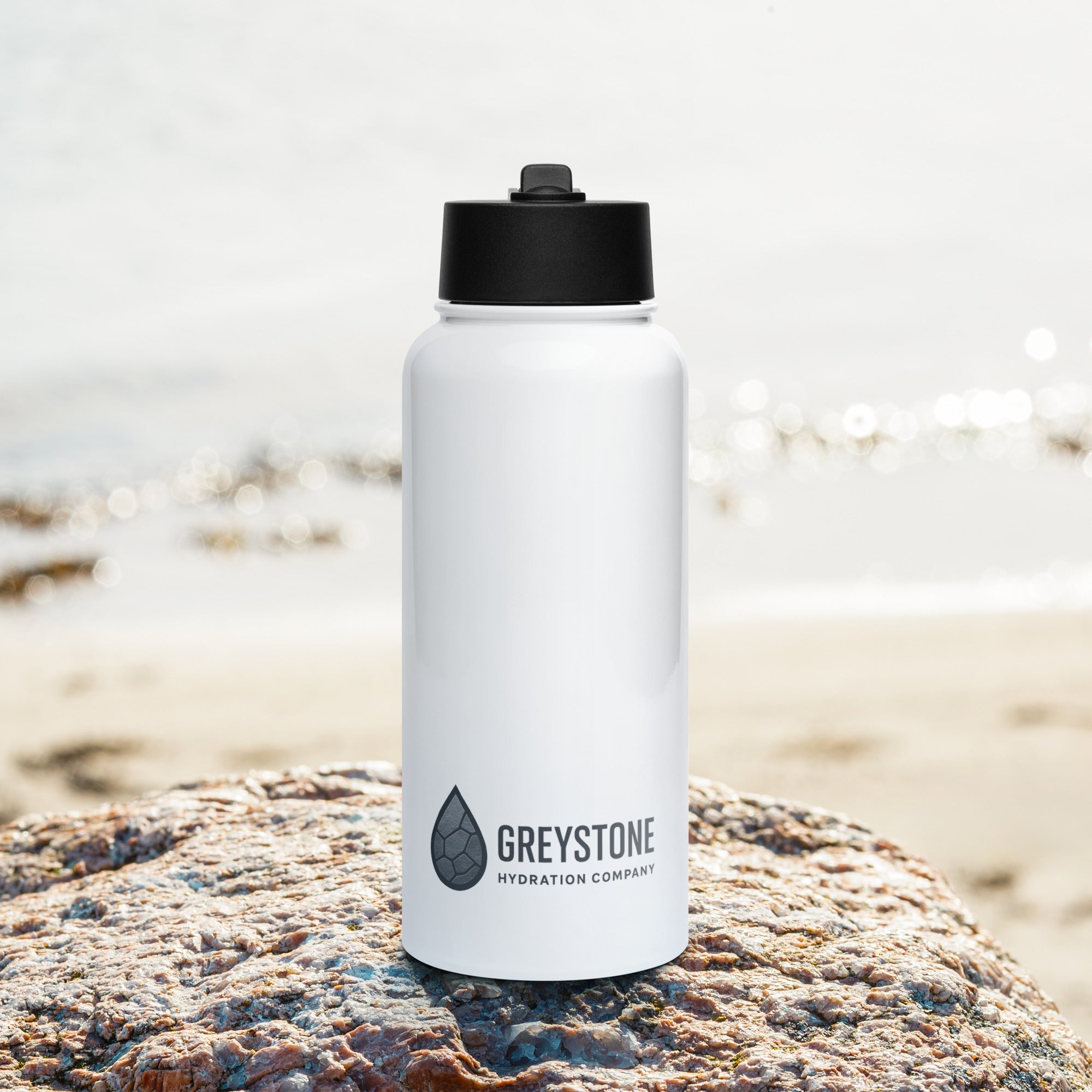 Stainless steel water bottle with a straw lid - Greystone marketplace