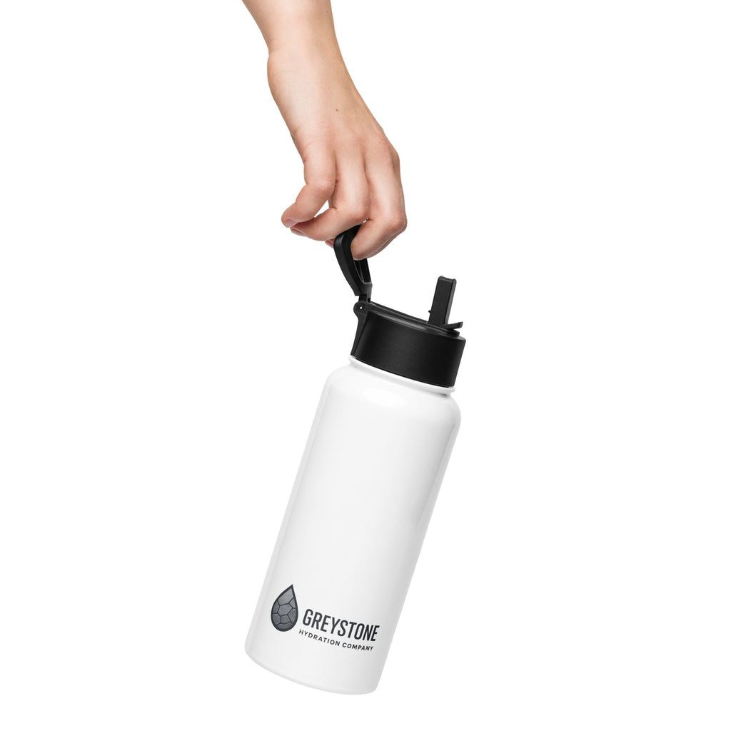 Stainless steel water bottle with a straw lid - Greystone marketplace