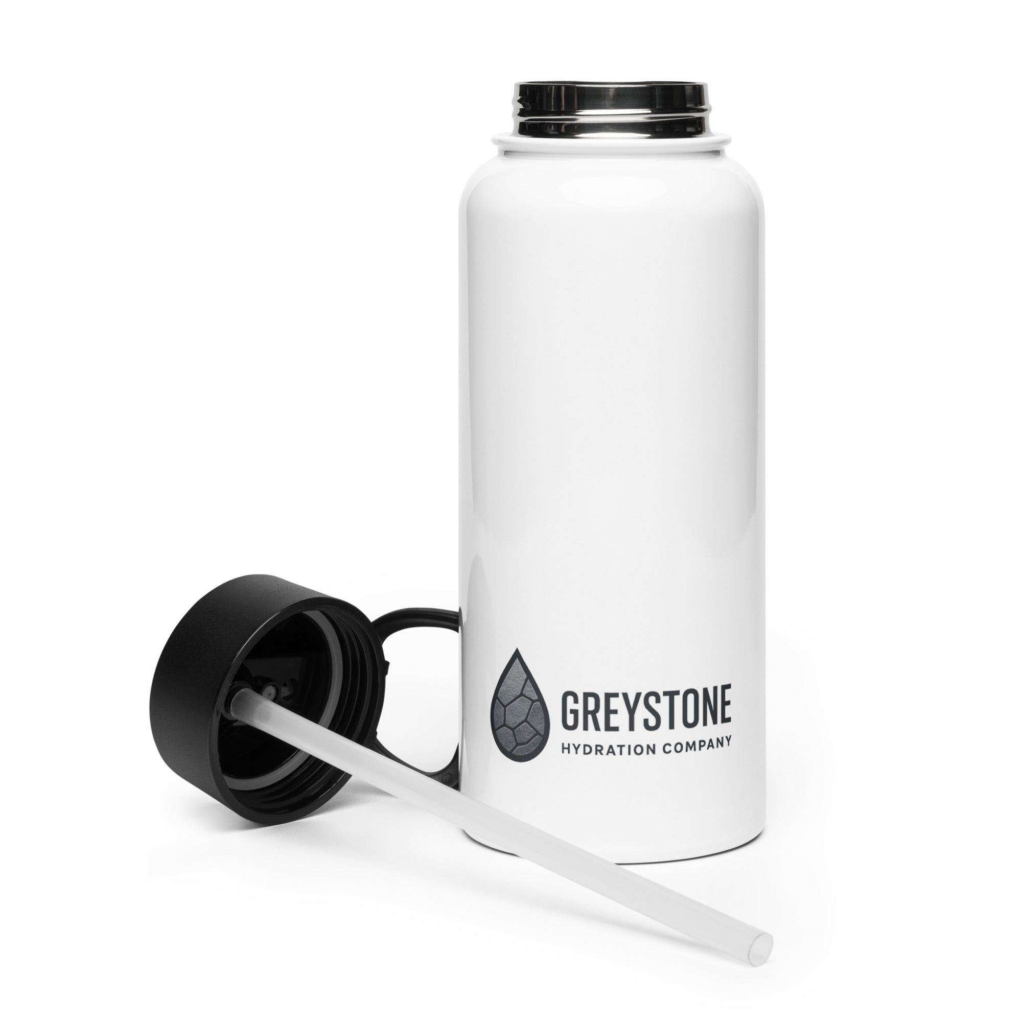 Stainless steel water bottle with a straw lid - Greystone marketplace